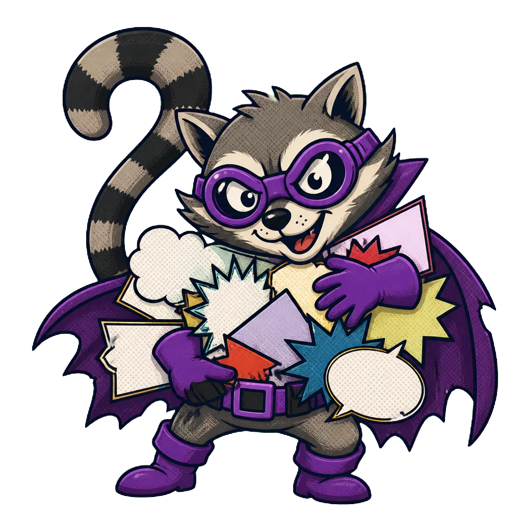 The Word Wrecker holding mixed-up speech cards