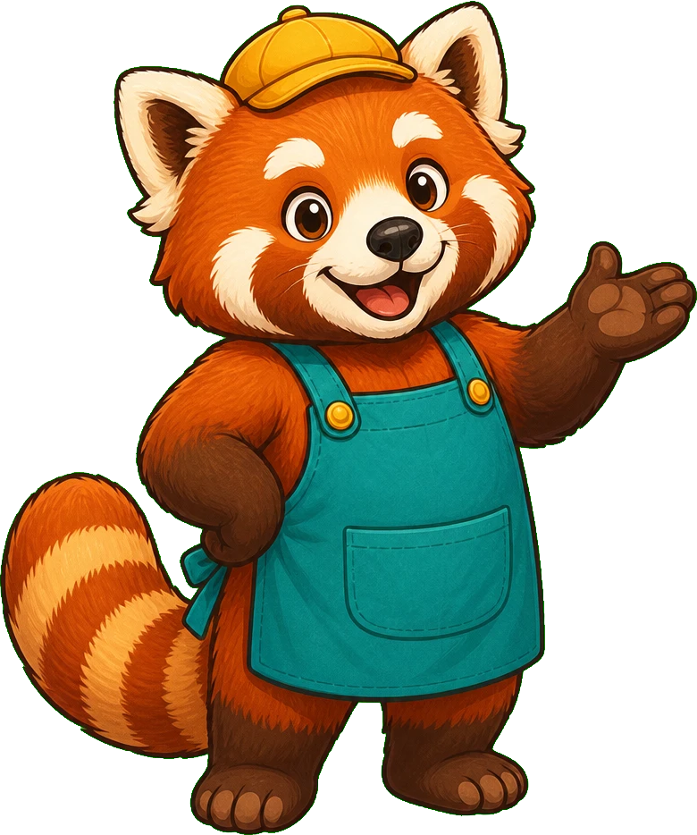 Marnie, a cheerful red panda shopkeeper