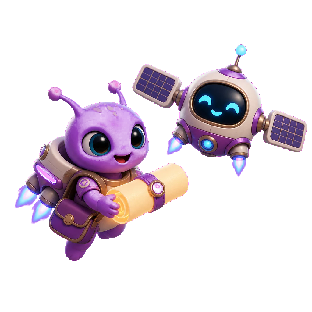 A cheerful alien message drone