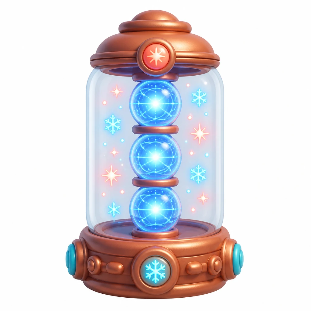A glowing matter-energy capsule