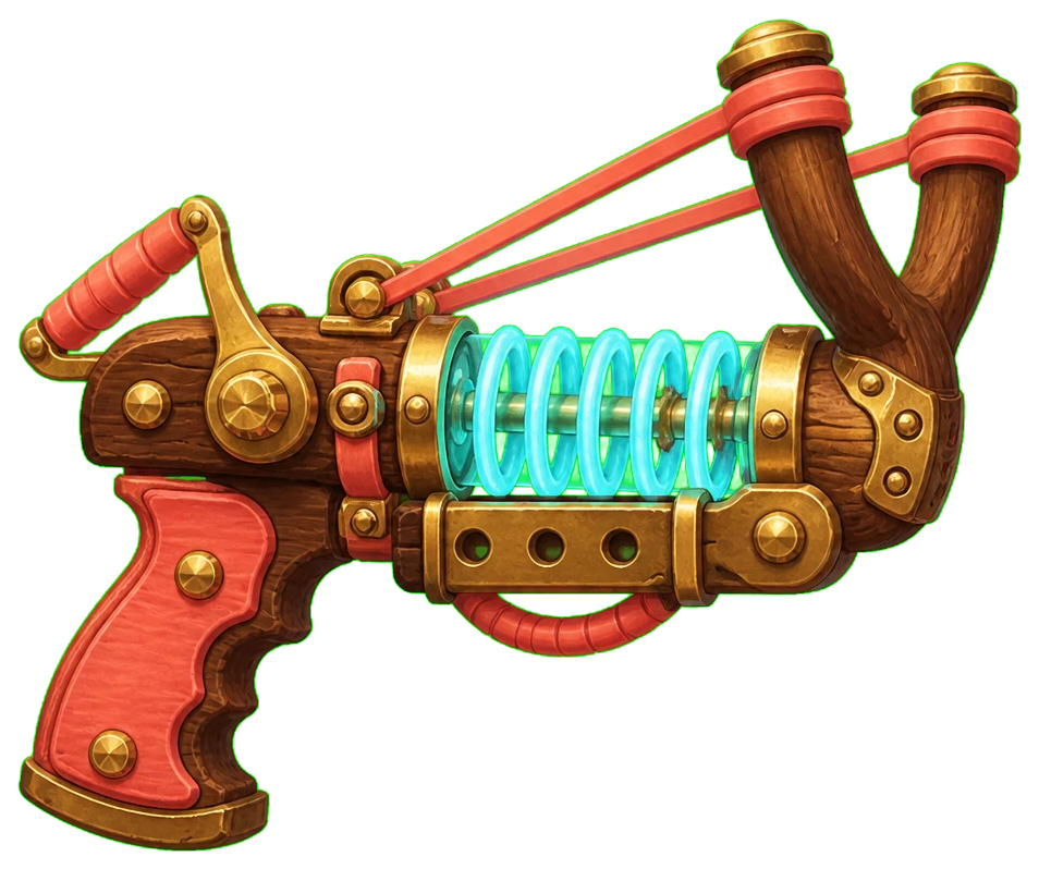 A wooden spring slingshot launcher